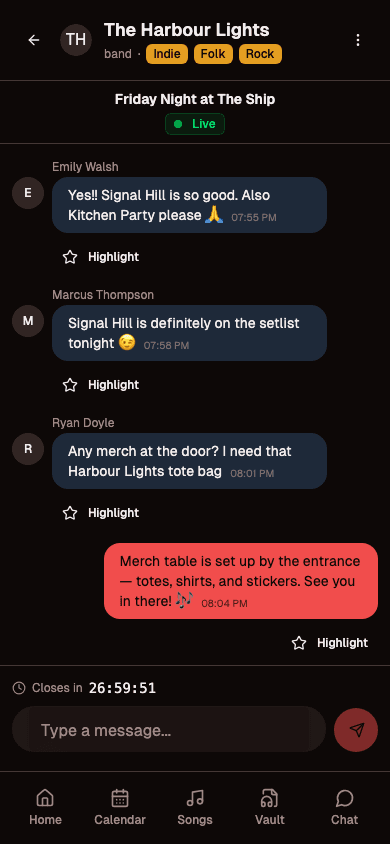 Green room group chat